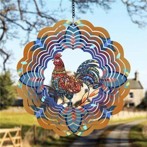 Rooster Metal Wind Spinners - Chicken Gifts for Women Mom Grandma Wife, Hanging